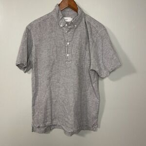 Onia Men's Linen Blend Short Sleeve Pin Stripe Shirt Size M Preppy